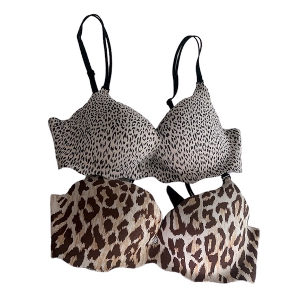 Victoria Secret Women’s Bundle of 2 bras animal print scalloped edges si…